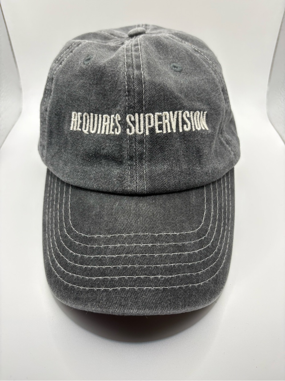 Primitives By Kathy Requires Supervision Gray Distressed Adjustable Dad Hat